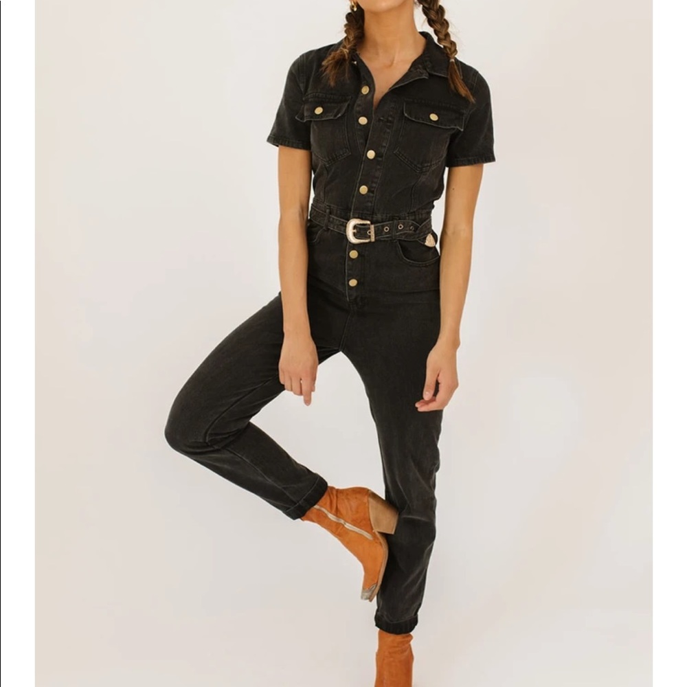 Black Denim Jumpsuit